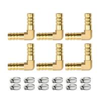 Bwintech 6 Uds accesorios de lengüeta para manguera, conector de lengua de codo de latón recto de 2 vías de 8mm con 12 abrazaderas