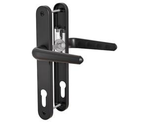 Bwintech UPVC Manija de puerta,Negro,retroceso de 92mm,centros de tornillo de 210mm,placa posterior de 243mm,sistema de resorte de adecuado para puerta de entrada,puerta de patio