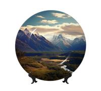 BWLHJKE Cook National Park Mountain Landscape - Plato decorativo de porcelana con imagen, platos de porcelana personalizados con soporte de exhibición, placa decorativa de cerámica para colgar en la