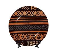 BWLHJKE Plato decorativo de porcelana china tribal de barro africano con imagen, platos de cena de porcelana personalizados con soporte de exhibición, placa decorativa de cerámica para colgar en la