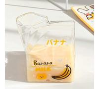 BWLZSP Leche de cristal lindo de las tazas de la leche transparente del cartón tazas de la taza del desayuno para los estudiantes portátiles caseros (Banana)