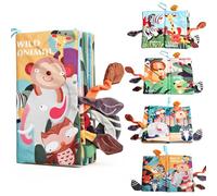 Bwnbvios Libro de fieltro de tela para bebés a partir de 0 - 3 - 6 meses, libro crujiente 3D con animales del bosque y libro silencioso, juguete educativo suave para cochecitos, regalo para recién
