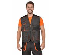 BWOLF Atlas - Chaleco de trabajo para hombre, Oxford 600D, resistente y multifuncional, color gris/naranja, gris, XXXXL