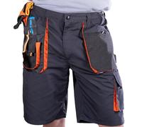 BWOLF Atlas - Pantalones Cortos de Trabajo para Hombre con Bolsillos Múltiples | Tejido Reforzado 600D | Gris/Naranja, M