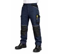 BWOLF Daytona Ice - Pantalones de trabajo para hombre de invierno, softshell con elástico mecánico, resistentes al viento, resistentes al frío, con elementos reflectantes, azul, XL