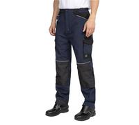 BWOLF Daytona Ice - Pantalones de trabajo para hombre de invierno, softshell con elástico mecánico, resistentes al viento, resistentes al frío, con elementos reflectantes, azul, S