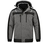 BWOLF OLYMPIA Chaquetas al aire libre para hombres Chaqueta de trabajo para hombres invierno Chaqueta de invierno impermeable y resistente al viento para hombres con capucha, gris, 3XL