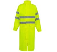 BWOLF POSEIDON Chubasquero para hombre, impermeable, largo, para exteriores, reutilizable, con capucha, Amarillo fluorescente, 4XL