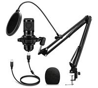 Bwrethay Micrófono USB, micrófono profesional de 192 kHz/24 bits Plug & Play PC condensador cardioide kit de micrófono con brazo ajustable soporte de choque, para podcast, transmisión, grabación de