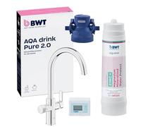 BWT AQA drink Pure 2.0 ZINC + MP200| Mezclador de cocina cromado con caño C extraíble, Pulverizador de enjuague rotativo | Filtra partículas como arena y óxido | Agua potable perfectamente filtrada