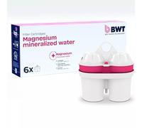 BWT filtro agua con MAGNESIO - Pack 6 | Compatible con jarra filtradora de agua | Filtro jarra BWT | Purificador doméstico | Reduce cal, cloro y metales | Hasta dureza de 14,9 °dH