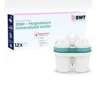 BWT filtros agua ZINC & MAGNESIO - Pack 12 | Filtro jarra compatible con jarra filtradora de agua | Purificador doméstico | Reduce cal, cloro, metales pesados | Hasta dureza de 14,9 °dH