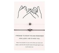 Bwuikim 2 pulseras de piedra biliar negra europea y para creativas pulseras ajustables tejidas a mano para parejas, One Size, como se describe