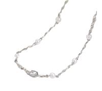 Bwuikim Collar multiusos de aleación de plata con perlas y circonitas, decoración diaria, portátil, para negocios o placer, fiesta, banquete, joyería