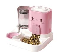 Bwuikim Dispensador automático de agua para gatos de doble diseño para alimentación temporizada, cuencos resistentes a derrames, dispensador de alimentos para ganado de grado alimenticio, color
