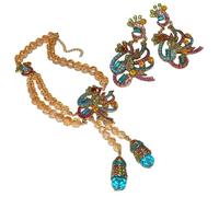 Bwuikim Elegante juego de collar y aretes con colgante de pavos reales con materiales cómodos de llevar para uso diario, elegante joyería de moda