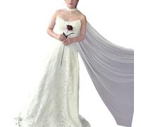 Bwuikim Envoltura de boda con cuello brillante con plan de tren de la abadía, adición de boda para incidentes de matrimonio al aire libre, elegante novia, blanco, 300x160cm