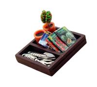 Bwuikim Juego de escenas de jardín en miniatura con soportes de flores texturizados y decoraciones agrícolas para casas de muñecas a escala 1/12, casas de muñecas, juego de paisajismo de jardín