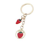 Bwuikim Llaveros de moda con diseño de cerezas y corazones, para mujeres y niñas que aman los accesorios creativos, llavero de plantas, Fresa, Talla única