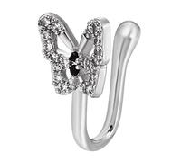 Bwuikim Nariz falsa ajustable para mujer india para mariposa para mujer, corazón brillante dorado, pequeño para cristales plateados no perforados, One Size, como se describe, como se describe