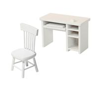 Bwuikim Par de escritorio y silla de casas de muñecas a escala 1/12 con diseño intercambiable para exhibiciones creativas en miniatura, casas de muñecas, accesorios