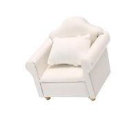 Bwuikim Sofá de tela blanca en miniatura para decoración de casa de muñecas 1/12, figura modelo de sofá de simulación para exhibición de escenas, accesorios de casa