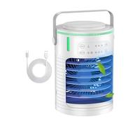 Bwuikim Ventilador portátil de refrigeración de aire de 3 velocidades, silencioso, con temporizador de 8 horas, LED USB, radiador para dormitorio, escritorio, aire acondicionado USB pequeño