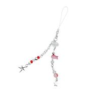 Bwuikim Versátil llavero de cuentas de moda con colgante de concha de pescado y estrellas de mar, decoración elegante para bolsas y teléfonos, bolsa de teléfono celular, mochila colgante, rosso, Talla