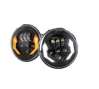BWVMVB Conjuntos faros Faro Led De 7 Pulgadas Con Señal Giro Blanca DRL Ámbar Faros Redondos Haz Alto/bajo Para Jeep Para Wrangler JK JKU TJ CJ LJ Coche Faros Delanteros