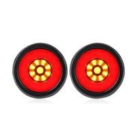 BWVMVB Faros Traseros Luz LED De Freno Trasero Redonda 12/24V Y 4 Pulgadas Para Camioneta Camión Señal Giro Roja Amarilla Blanca Advertencia Parada Inversa(2pcs Red Yellow)