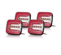 BWVMVB Faros Traseros Señal Giro DRL 12V Y 24V Para Camión Remolque Furgoneta Autobús Camioneta 4x4 Luz Trasera LED Cuadrada 4 Pulgadas Lámpara Freno Traser(4 piezas)