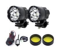 BWVMVB Luces Exploradoras Moto Para Motocicleta LED Luz Antiniebla Auxiliar Conjunto Lámpara Faro Intermitente Grupo Relé(Amarillo)