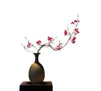 Bx9rE7tK3g Flores de imitación con jarrón Ceramic Vase Red Cherry Blossom Simulation Flower Living Room Decorative Arrangement Flores Artificiales