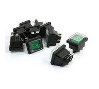 BXCONJUBC Interruptor 10 Uds DPST 2 Posiciones 4 Pines botón Verde Impermeable Barco Rocer interruptores