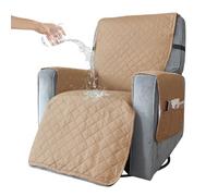 BXFUL Funda de Sillón Relax de una Plaza Funda Cubre Sofá Relax Protector para Sofás Cubierta con Bolsillo Lateral, Elástica Completo Protector para Sillón Reclinable (L,Caqui)