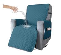 BXFUL Funda de Sillón Relax de una Plaza Funda Cubre Sofá Relax Protector para Sofás Cubierta con Bolsillo Lateral, Elástica Completo Protector para Sillón Reclinable (L,Verde Azul)