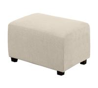 BXFUL Funda Otomana Funda de Reposapiés de Sofá Jacquard Funda de Puf Elástica Cubierta Protectora para Taburete Rectángulo con Parte Inferior Elástica (Large,Beige)