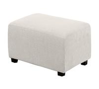BXFUL Funda Otomana Funda de Reposapiés de Sofá Jacquard Funda de Puf Elástica Cubierta Protectora para Taburete Rectángulo con Parte Inferior Elástica (Large,Dientes Blancos)