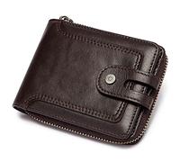 BXGGXBYSW Carteras de cuero retro, bolsa de riqueza cosida con clip para billetes, bolsillo para monedas/tarjetas de crédito con 14 ranuras para tarjetas (color: marrón), Brown