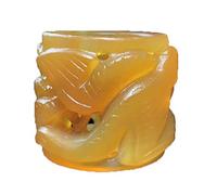 BXGGXBYSW Colección de anillos grandes con aceite de pollo antiguo, ágata antigua amarilla, para tirar del dedo