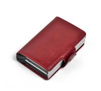 BXGGXBYSW Portatarjetas de crédito empresarial automático, Mini Estuche para Tarjetas bancarias de Cuero Inteligente, Estuche para Tarjetas de Aluminio, Caja de Recogida Vintage de Metal