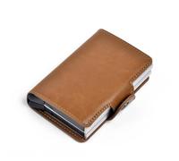 BXGGXBYSW Portatarjetas de crédito empresarial automático, Mini Estuche para Tarjetas bancarias de Cuero Inteligente, Estuche para Tarjetas de Aluminio, Caja de Recogida Vintage de Metal