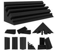 BXI Bass Traps - 12 unidades 10 x 10 x 30 cm de espuma gruesa de estudio para esquinas de graves, paneles de tratamiento acústico para reducción de eco y reverberación, absorción de sonido de baja