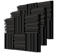 BXI - Panel de espuma para absorción en estudio acústico (300 x 300 x 50 mm), paquete de 6 unidades; absorbente de sonido de banda ancha, estructura de ranura continua (negro/18 unidades)