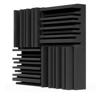 BXI Paneles de espuma acústica gruesa, 30,5 x 30,5 x 7,6 cm, 4 piezas de espuma absorbente de sonido de banda ancha, azulejos acolchados densos a prueba de sonido, absorbente de espuma para estudio de