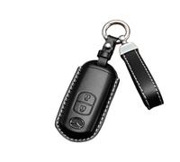 BXJNDM Funda para Llaves de Coche para Mazda 3 IV Sedan 2019-2024, Llavero de Piel Hecho A Mano Funda de Llave de Coche de Piel Auténtica,Black-Type A 2-Button Lanyard