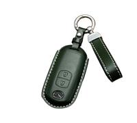 BXJNDM Funda para Llaves de Coche para Mazda CX-30 CX30 2022 2020 2021, Llavero de Piel Hecho A Mano Funda de Llave de Coche de Piel Auténtica, Green-Type A 2-Button Lanyard