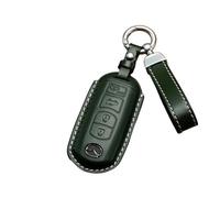 BXJNDM Funda para Llaves de Coche para Mazda CX-5 2017-2024 2021 2020 2019 2018 2022 2023, Llavero de Piel Hecho A Mano Funda de Llave de Coche de Piel Auténtica, Green- Type C 4-Button Lanyard
