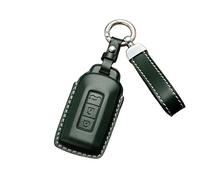 BXJNDM Funda para Llaves de Coche para Mitsubishi Outlander PHEV 2013-2022, Llavero de Piel Hecho A Mano Funda de Llave de Coche de Piel Auténtica, Emerald-Lanyard Style