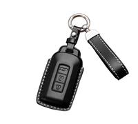 BXJNDM Funda para Llaves de Coche para Mitsubishi Space Star 2019-2023 2024, Llavero de Piel Hecho A Mano Funda de Llave de Coche de Piel Auténtica,Black-Lanyard Style